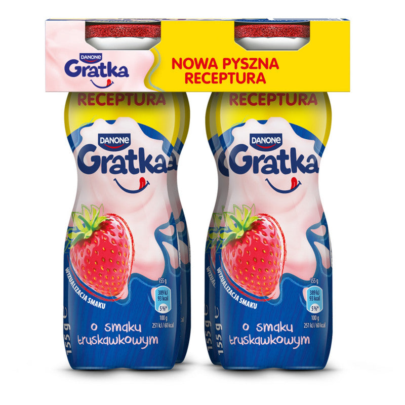 Danone Gratka Jogurt do picia o smaku truskawkowym 4 x 155 g
