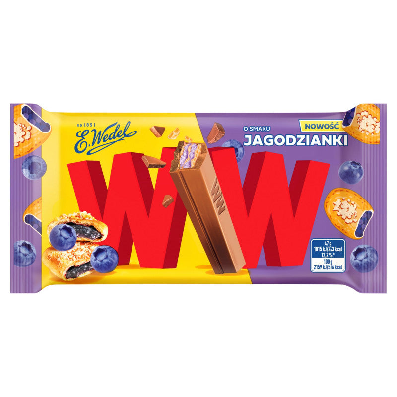 E. Wedel WW Mleczna czekolada & krem o smaku jagodzianki 47 g