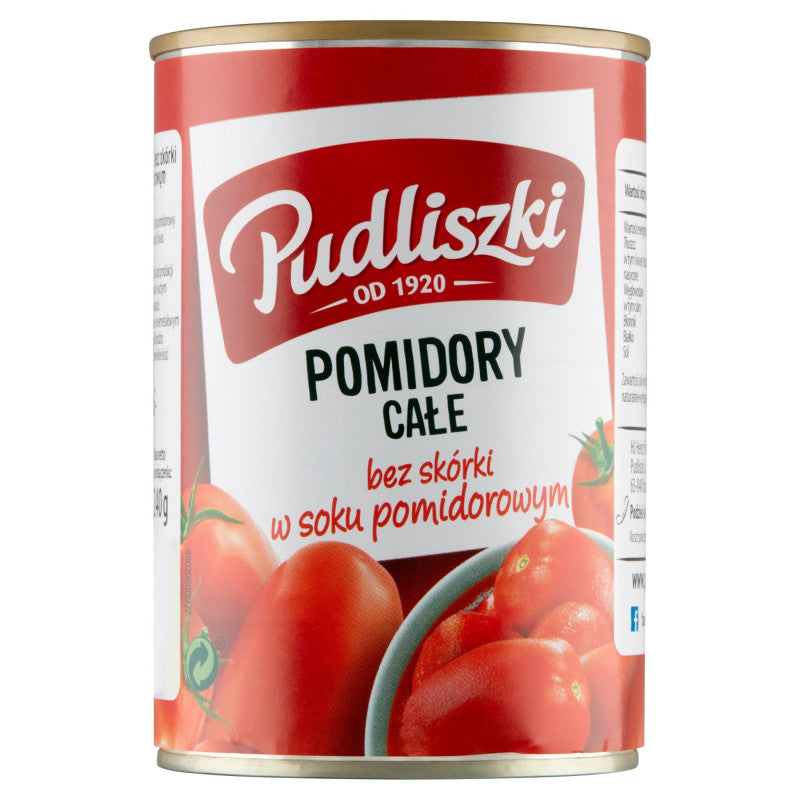 Pudliszki Pomidory całe bez skórki w soku pomidorowym 400 g