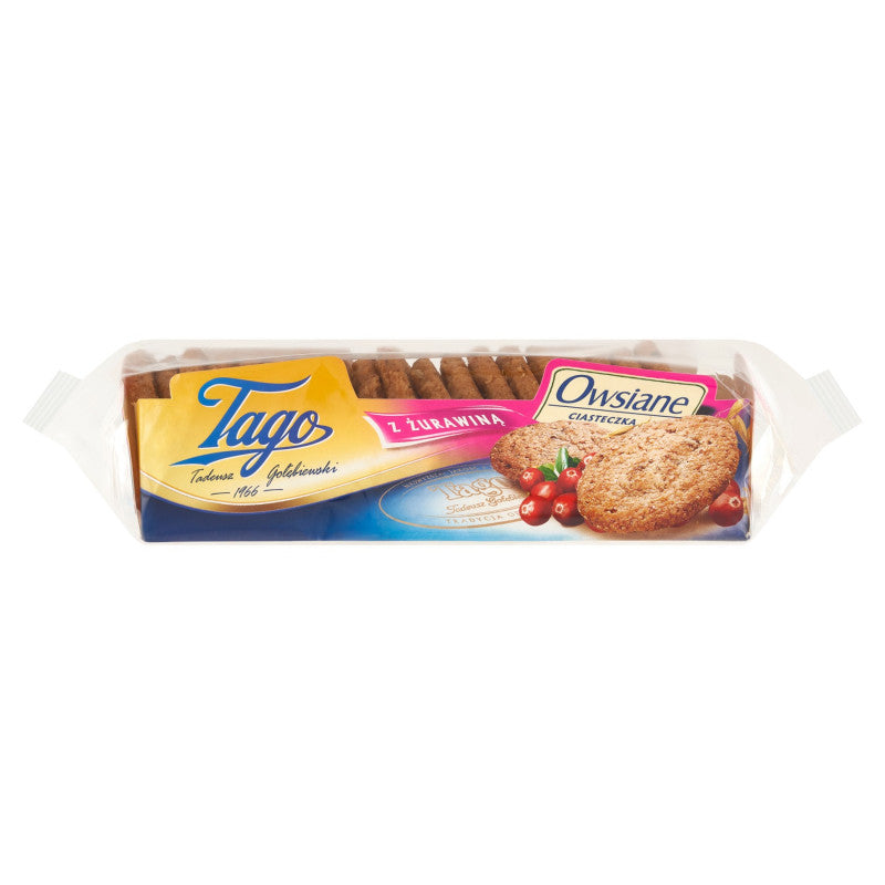 Tago Ciasteczka owsiane z żurawiną 185 g