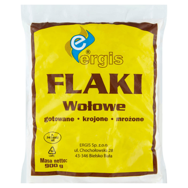 Ergis Flaki wołowe gotowane krojone mrożone 900 g