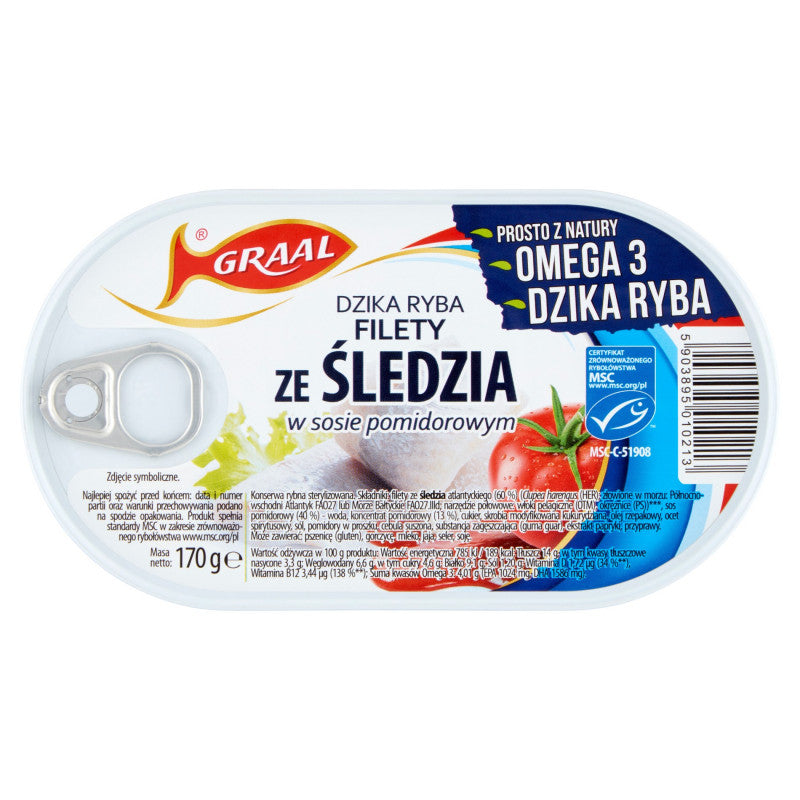 Graal Filety ze śledzia w sosie pomidorowym 170 g