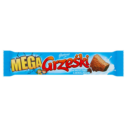 Grześki Mega Wafel przekładany kremem kakaowym w czekoladzie mlecznej 48 g