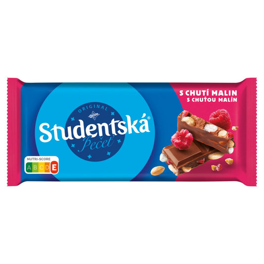 Orion Studentská Czekolada mleczna z orzeszkami żelkami i kawałkami galaretki malinowej 170 g